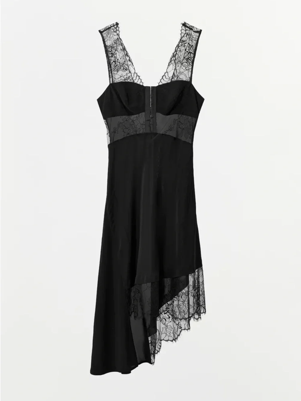 NWT ZARA ZW COLLECTION SATIN EFFECT ASYMMETRIC LACE DRESS - Picture 6 of 9